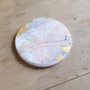 Hand painted coasters in pink and gold