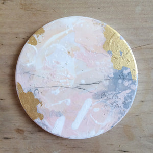 Hand painted coasters in pink and gold