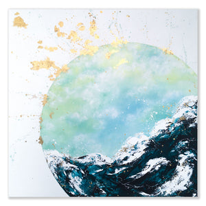 Impact | Framed Wave Moon Earth Painting 100cm x 100cm