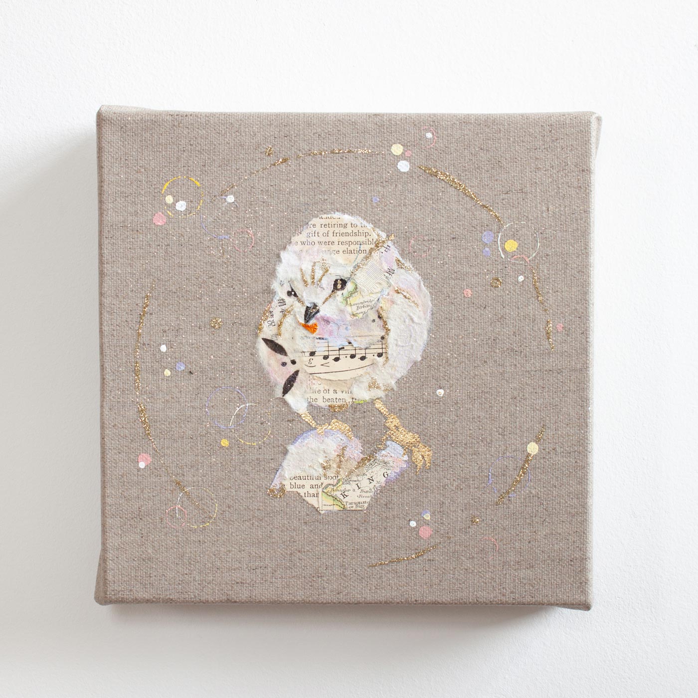 Melody Ephemera Bird Painting on Raw Linen Canvas