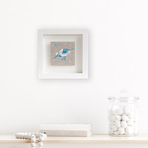 Soul |  Mini Blue Ephemera Sandpiper Painting