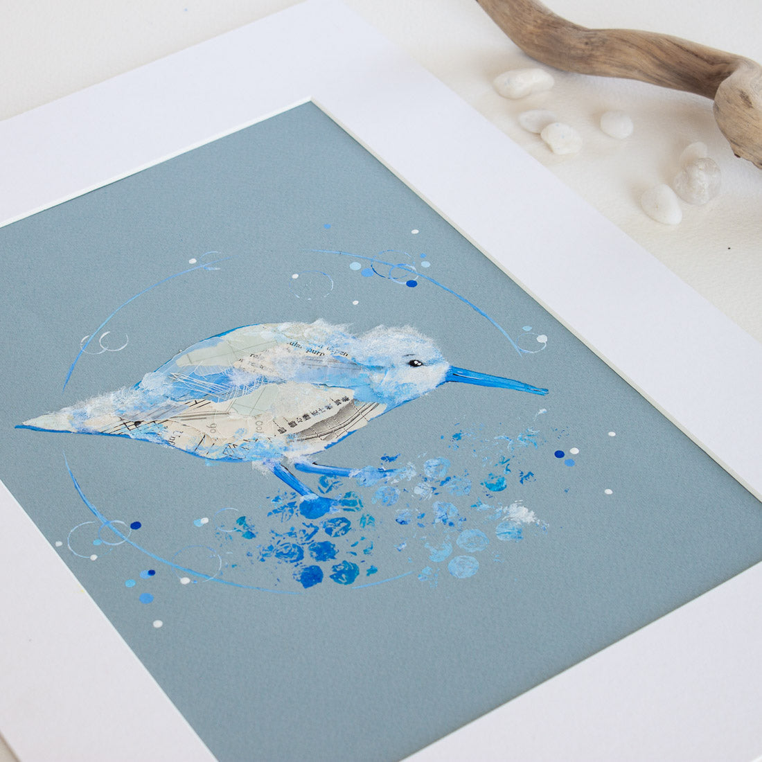 Oren Sandpiper | Blue Ephemera Bird Painting A4