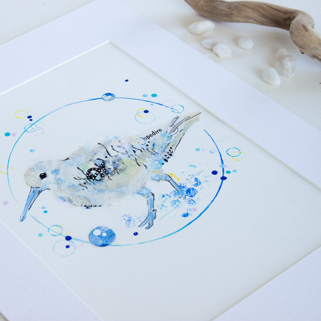 Orla Sandpiper | Blue Ephemera Bird Painting A4