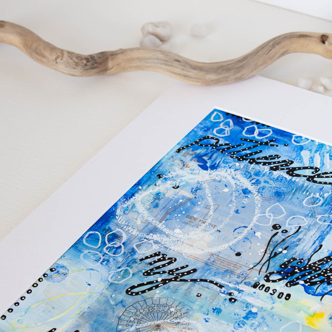 Ripples across time | Blue Yellow Ocean Painting A4