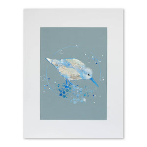 Oren Sandpiper | Blue Ephemera Bird Painting A4