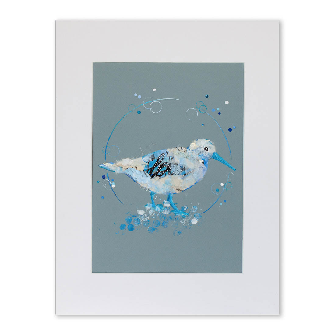 Mischa Sandpiper | Blue Ephemera Bird Painting A4