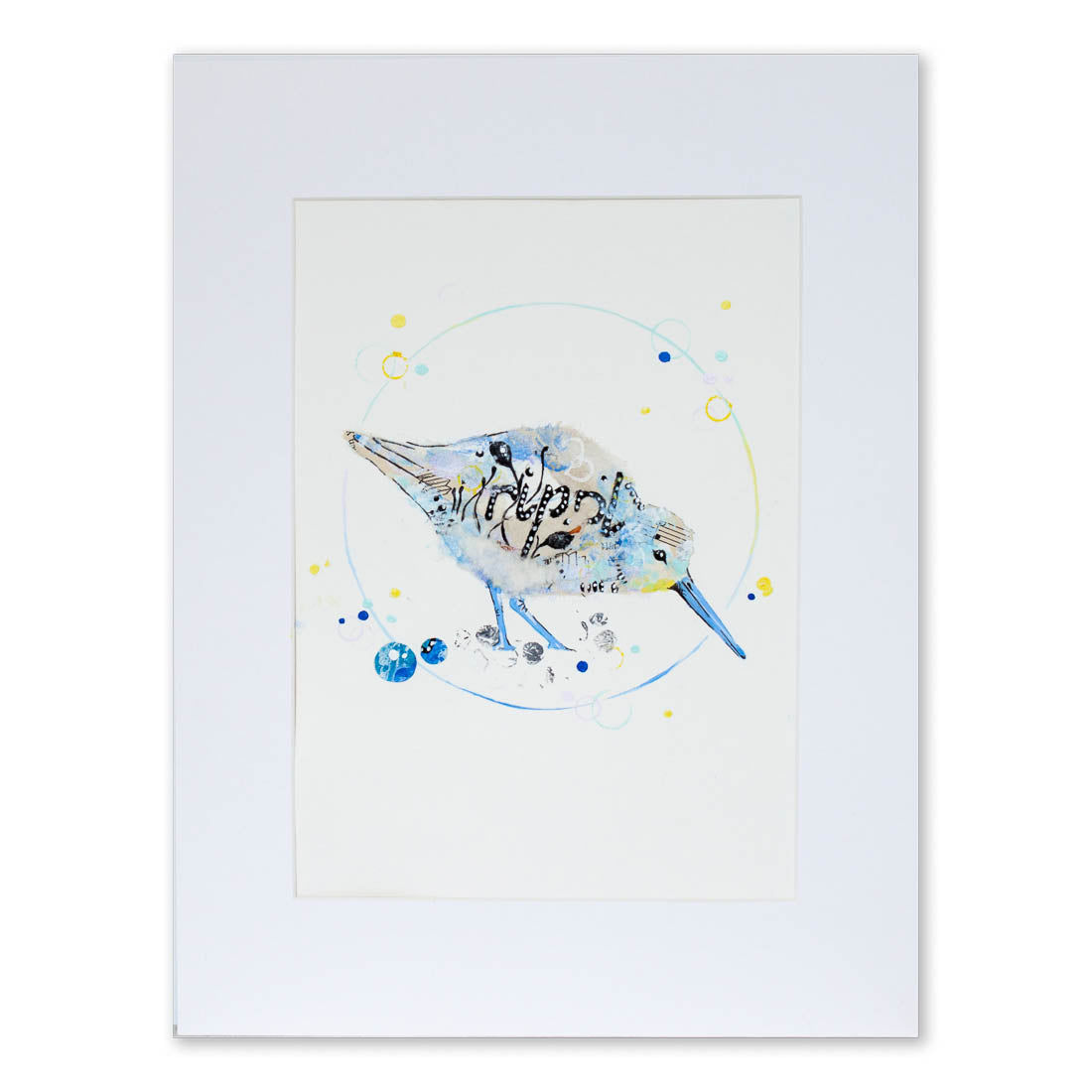 Elsie Sandpiper | Blue Ephemera Bird Painting A4