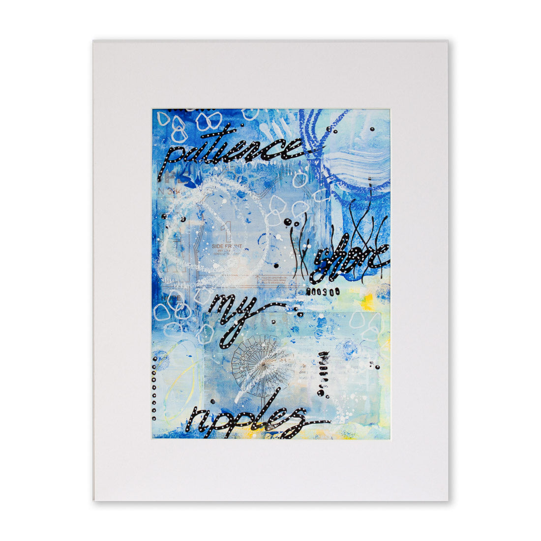 Ripples across time | Blue Yellow Ocean Painting A4