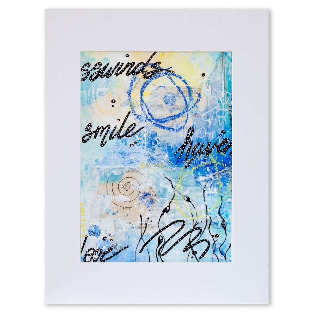 Haven in your smile | Blue Yellow Ocean Painting A4