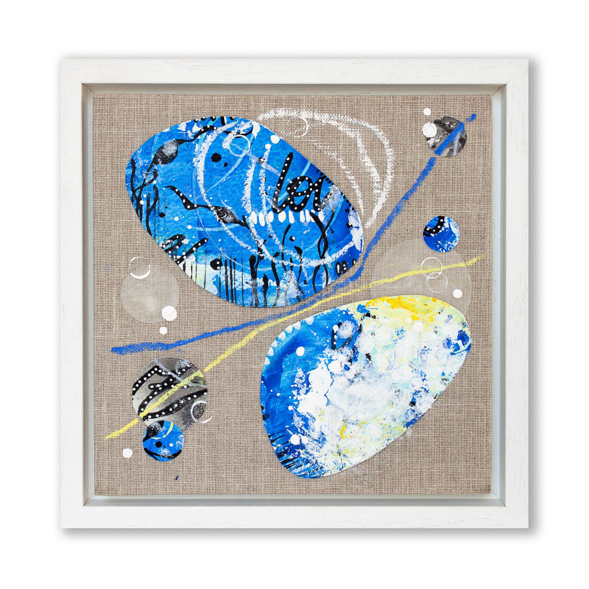 Caught in the slipstream |  Framed Pebble Painting on 20cm sq Canvas