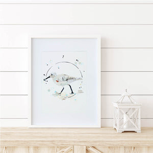 Loxley Sandpiper | Blue Ephemera Bird Painting A4