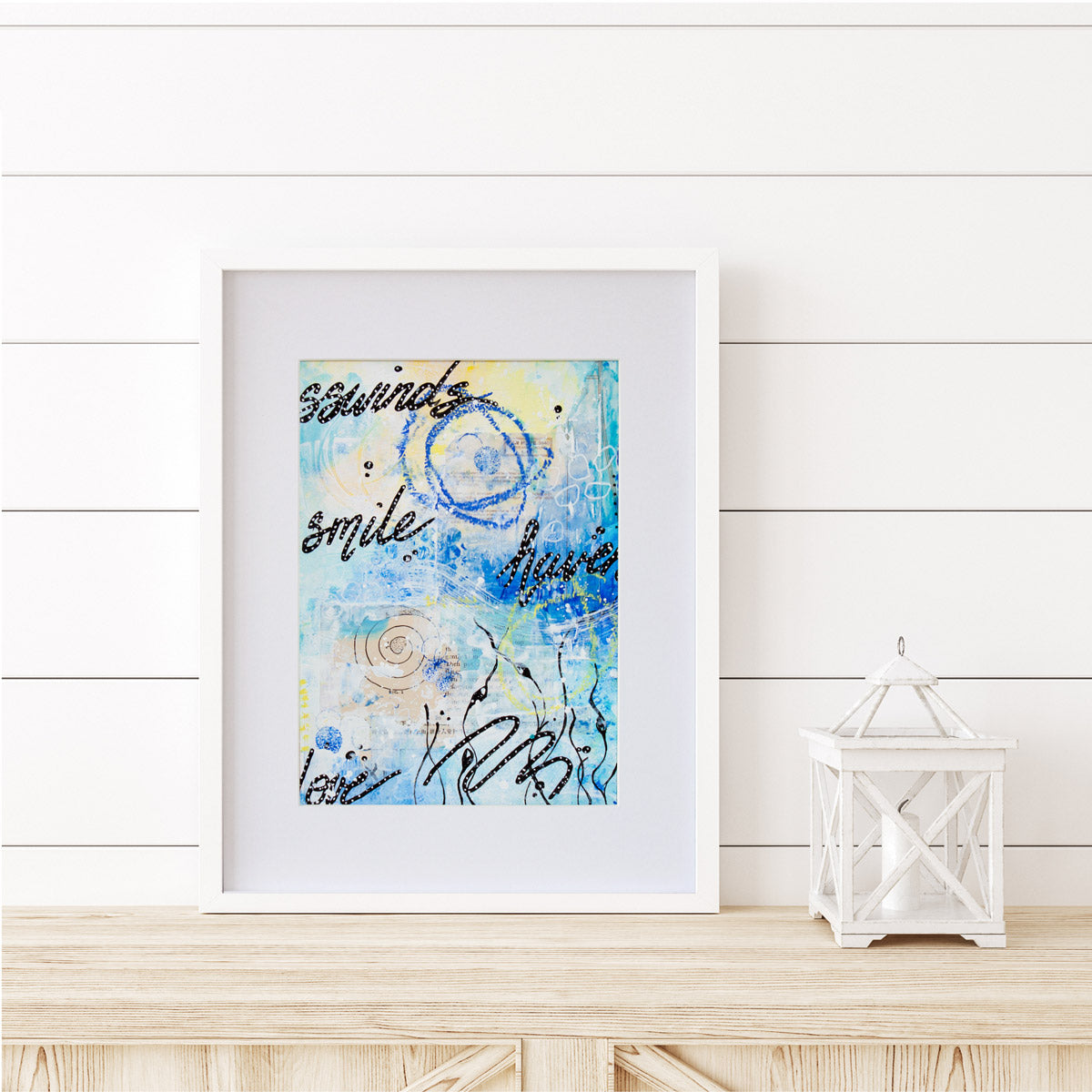 Haven in your smile | Blue Yellow Ocean Painting A4