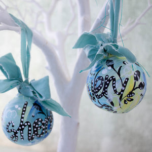 Hand painted Christmas Tree Bauble Ornament