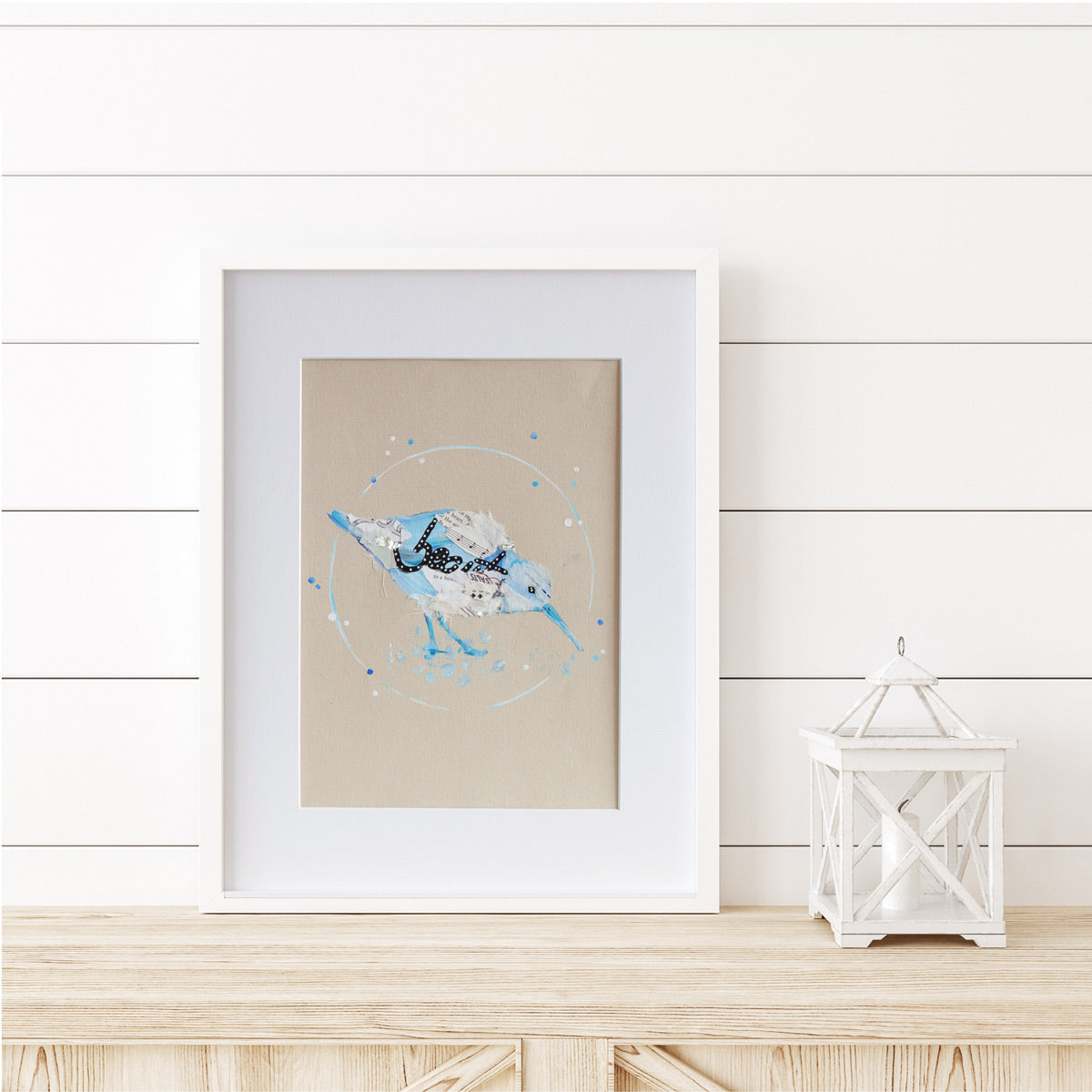 Bethany Sandpiper | Blue Ephemera Bird Painting A4