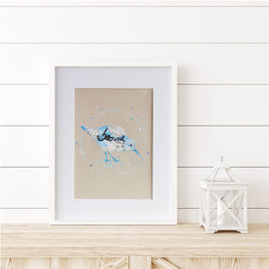 Bethany Sandpiper | Blue Ephemera Bird Painting A4