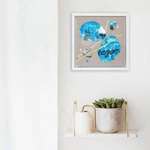 Finding our reason |  Framed Pebble Painting on 20cm sq Canvas