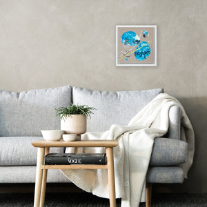 Finding our reason |  Framed Pebble Painting on 20cm sq Canvas