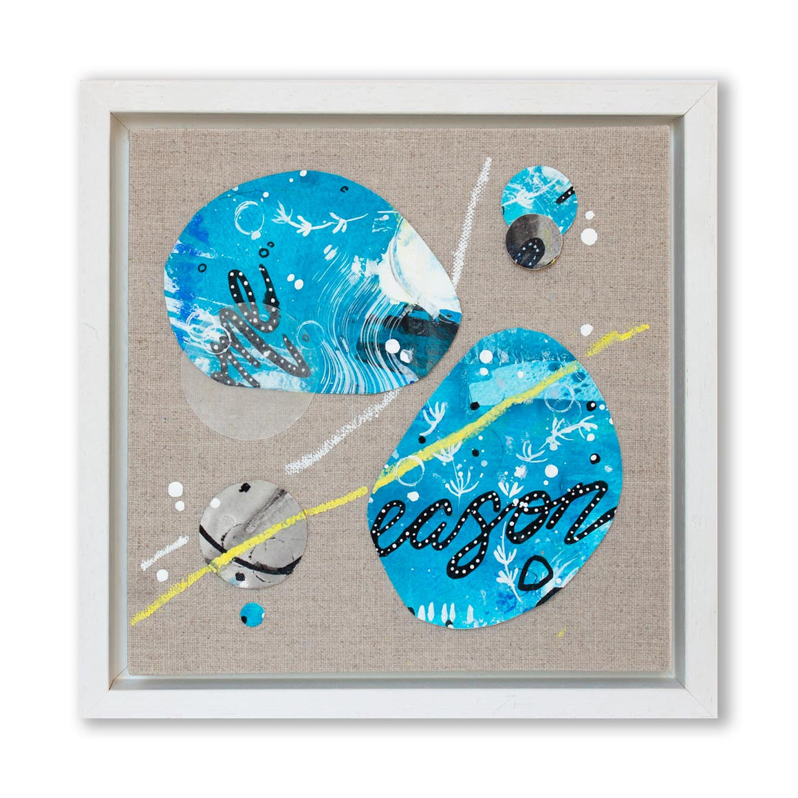 Finding our reason |  Framed Pebble Painting on 20cm sq Canvas