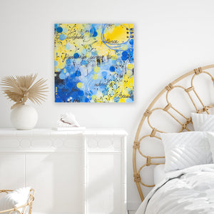 Footsteps on your soul | Blue Yellow Abstract Sea Painting 60cm