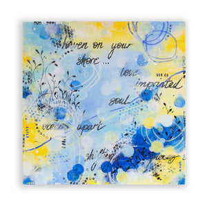 Haven on your shore | Blue Yellow Abstract Sea Painting 60cm