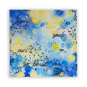 Imprinted on me | Blue Yellow Abstract Sea Painting 40cm
