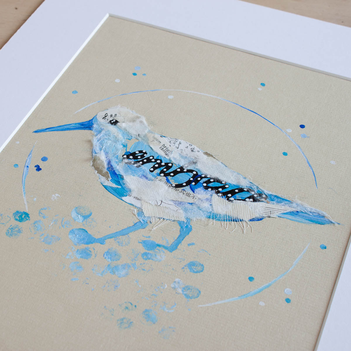 Arthur Sandpiper | Blue Ephemera Bird Painting A4