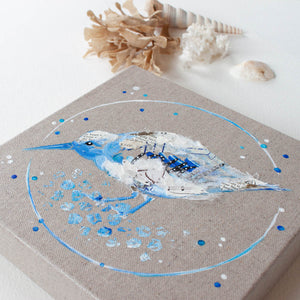 Miles |  Blue Ephemera Sandpiper Painting 20cm