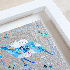 Love |  Mini Blue Ephemera Sandpiper Painting