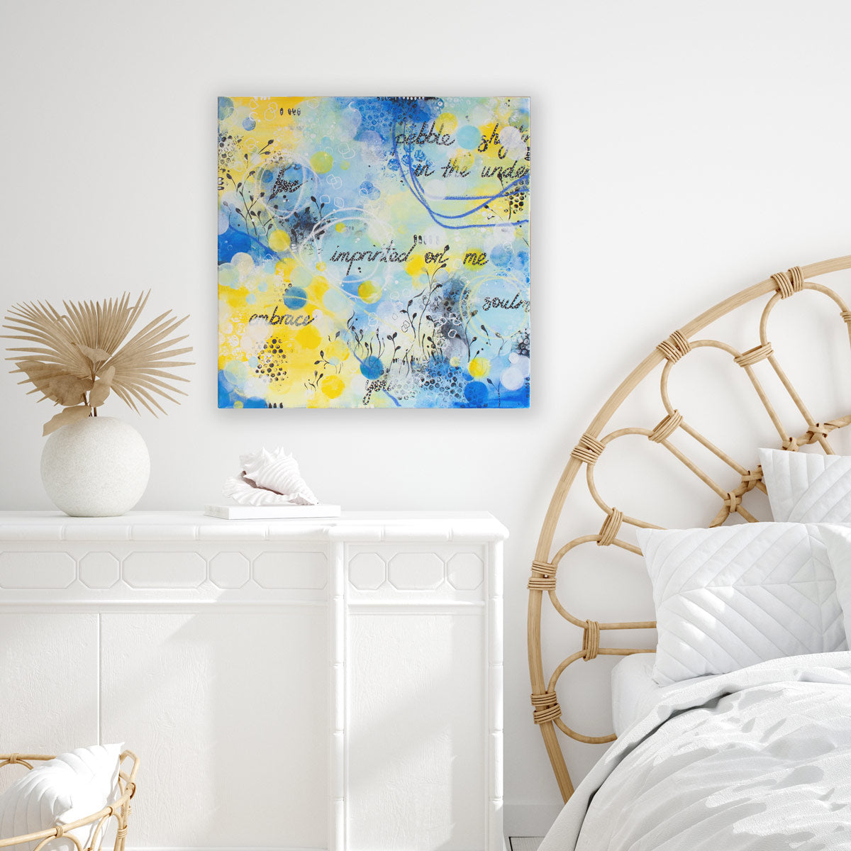 Embracing the shifts | Blue Yellow Abstract Sea Painting 60cm