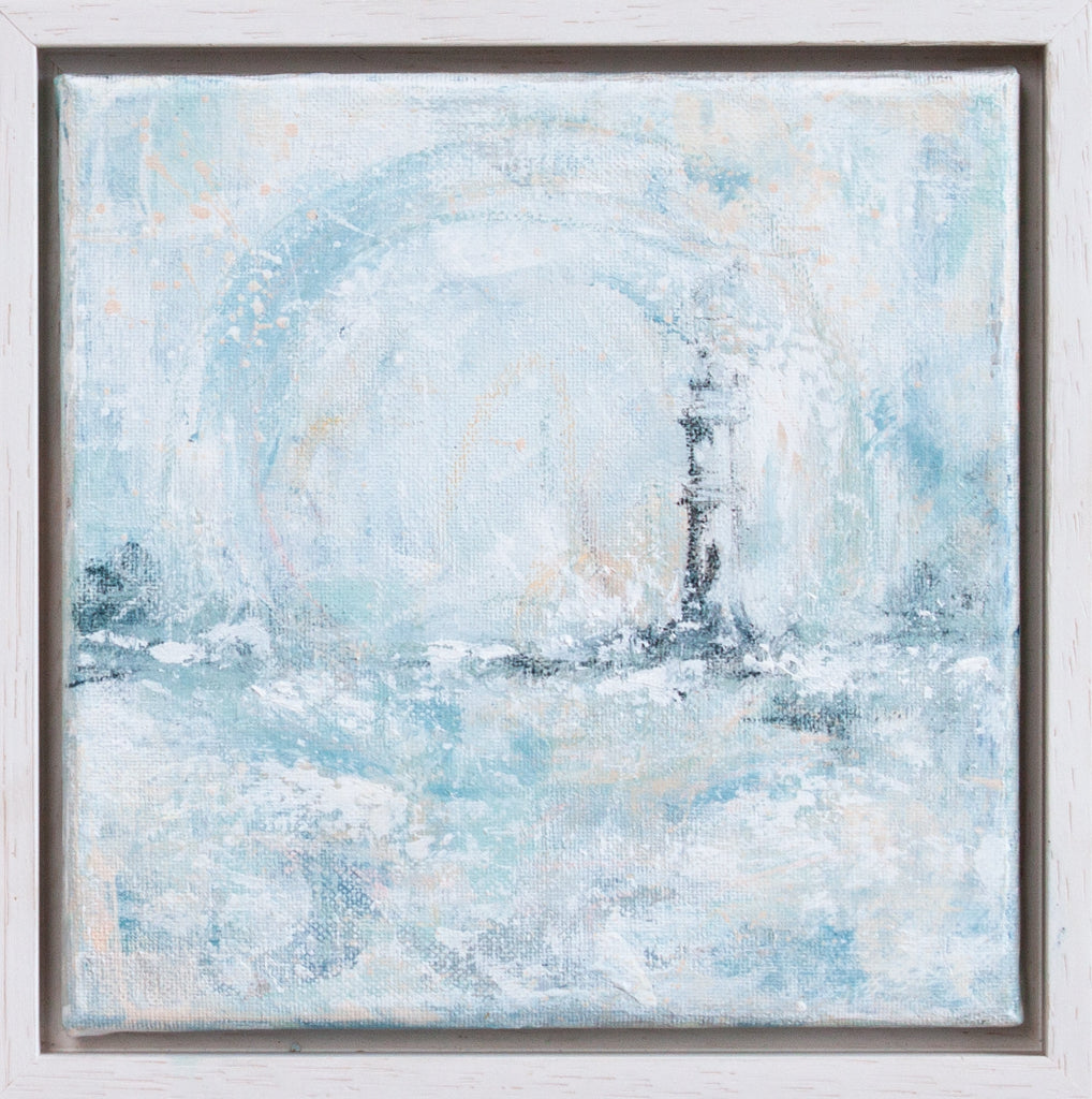 Seamist Lighthouse Painting Blue 20cm x 20cm