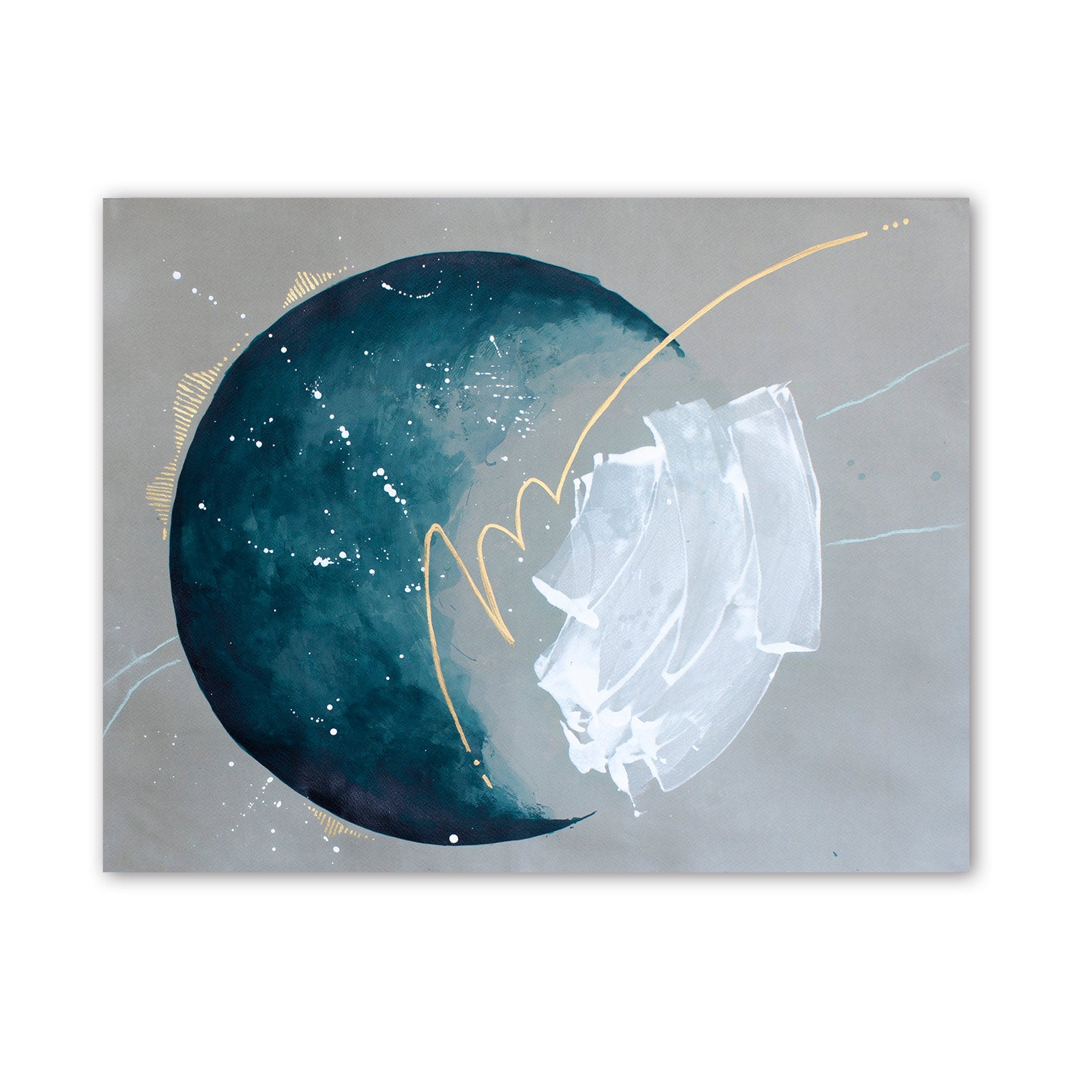 Seaspray Moon Painting Deep Indigo 50cm x 65m