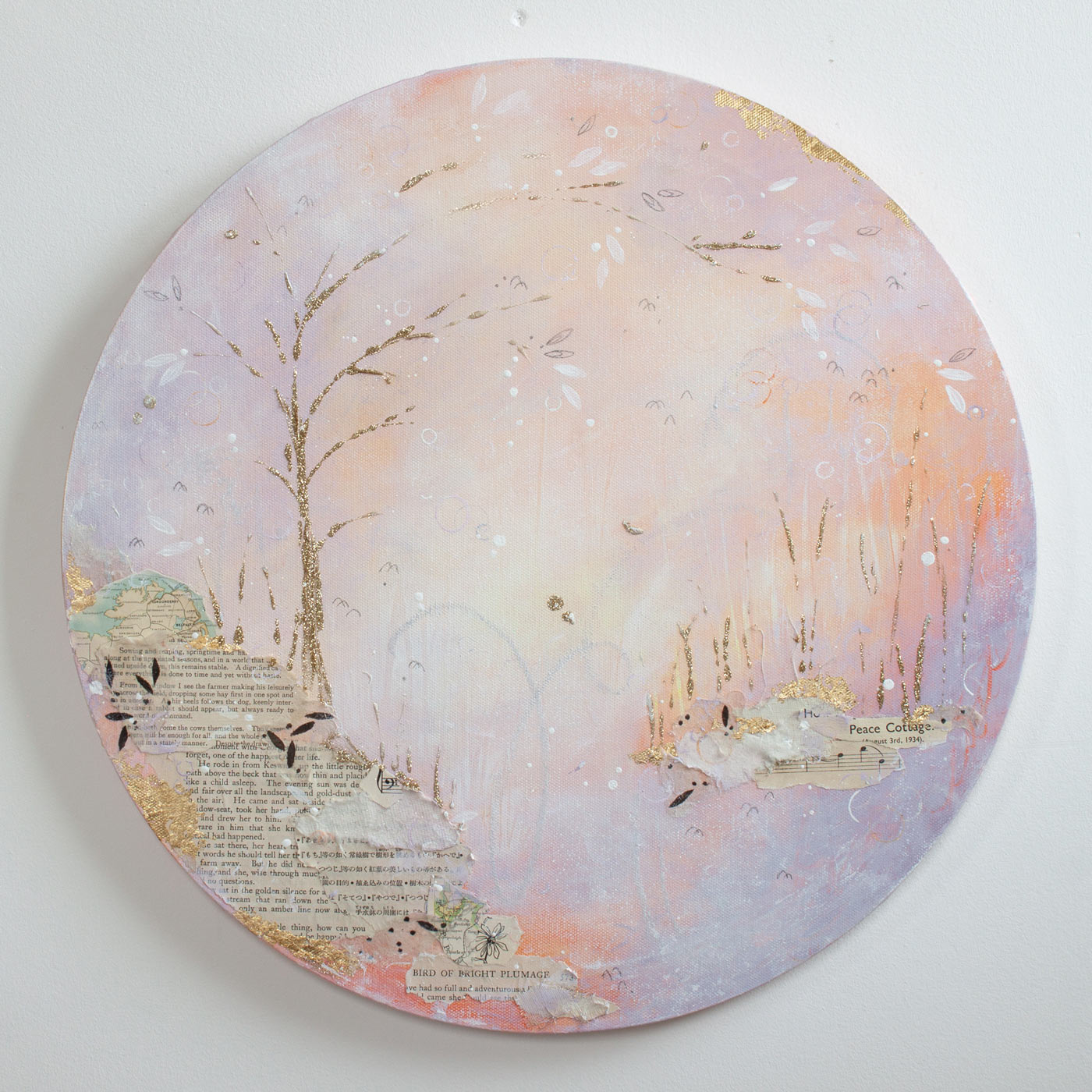 Whispers on the wind |  Ephemera Moon Painting on 18 inch canvas