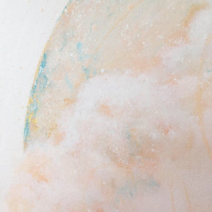 Serenity Moon Painting in peach and blue 60cm x 60cm