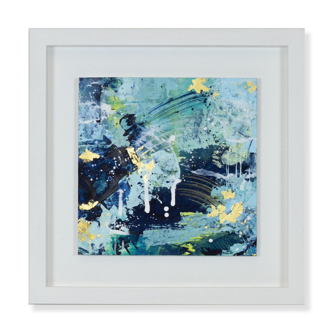 Elysium | Framed blue green abstract landscape painting 35cm