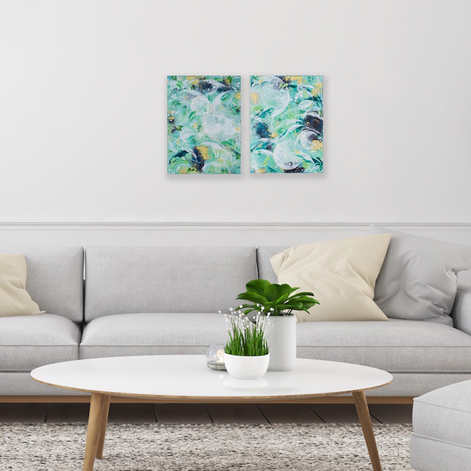 Featherlight Green Rainforest Painting 30cm x 40cm