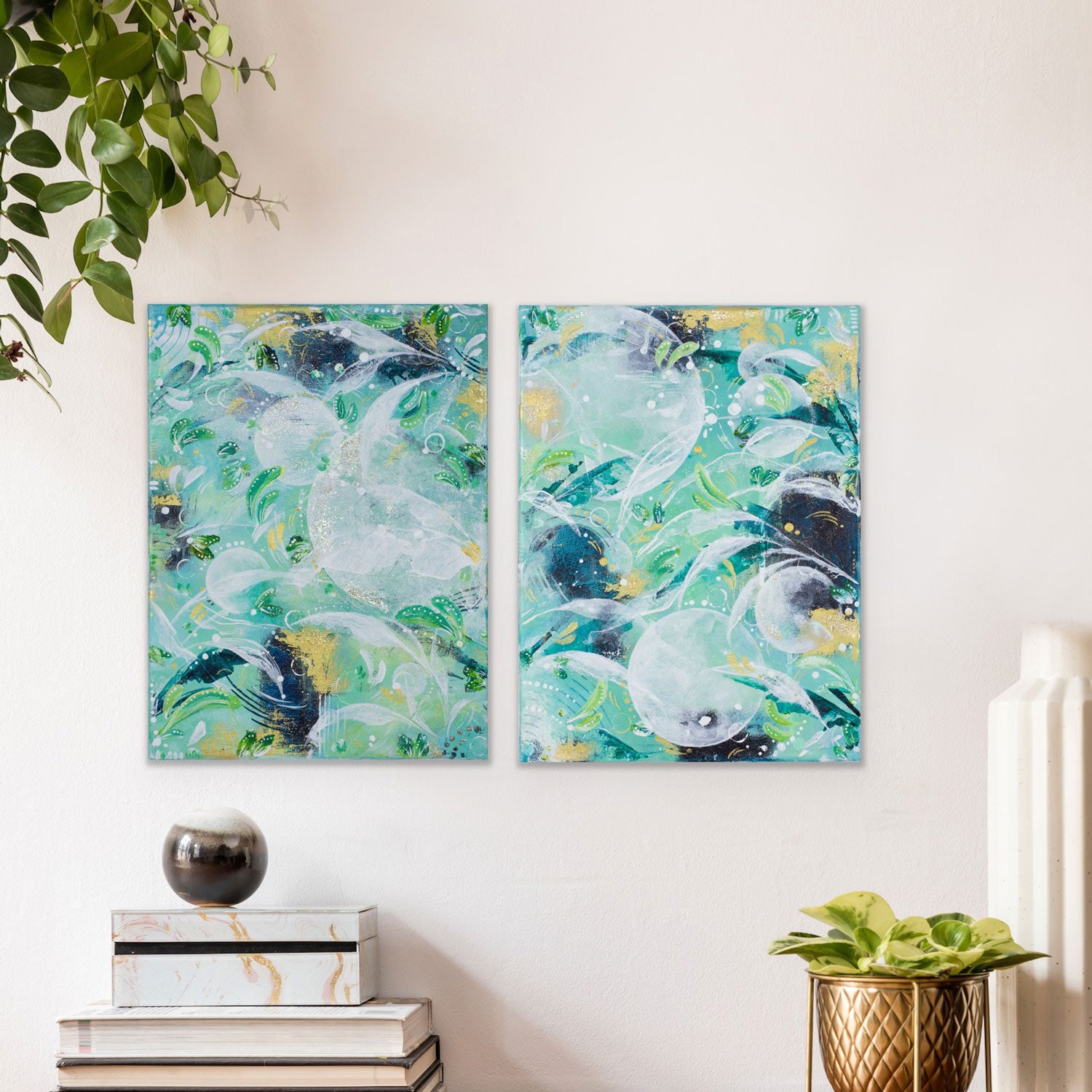 Leafdrift | Green Rainforest Painting 30cm x 40cm