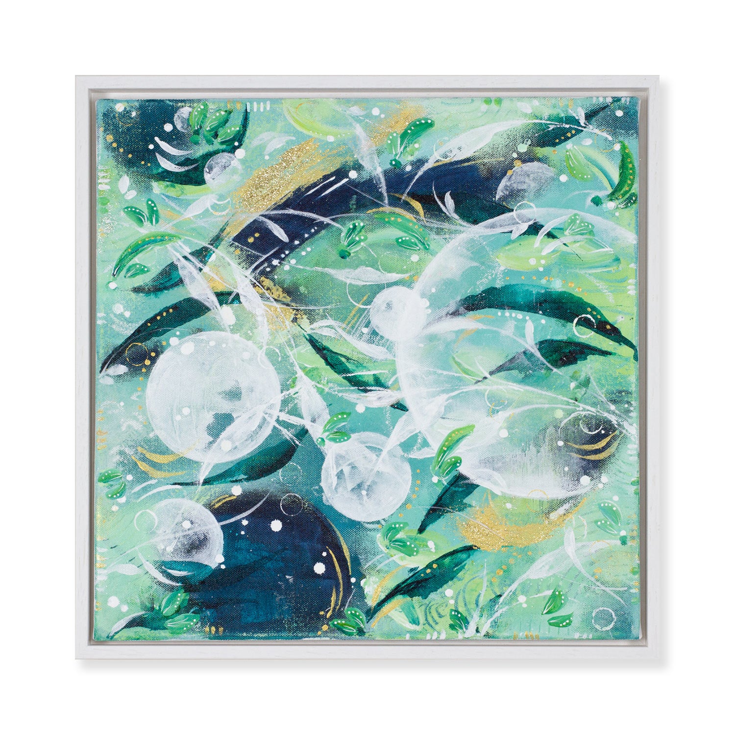 Grasshoppers and Moondrops Green Rainforest Painting