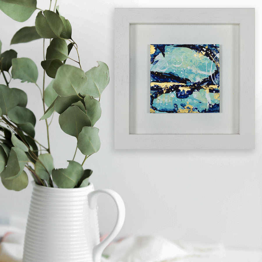 Headland | Blue Abstract Landscape Mini Painting 20cm x 20cm