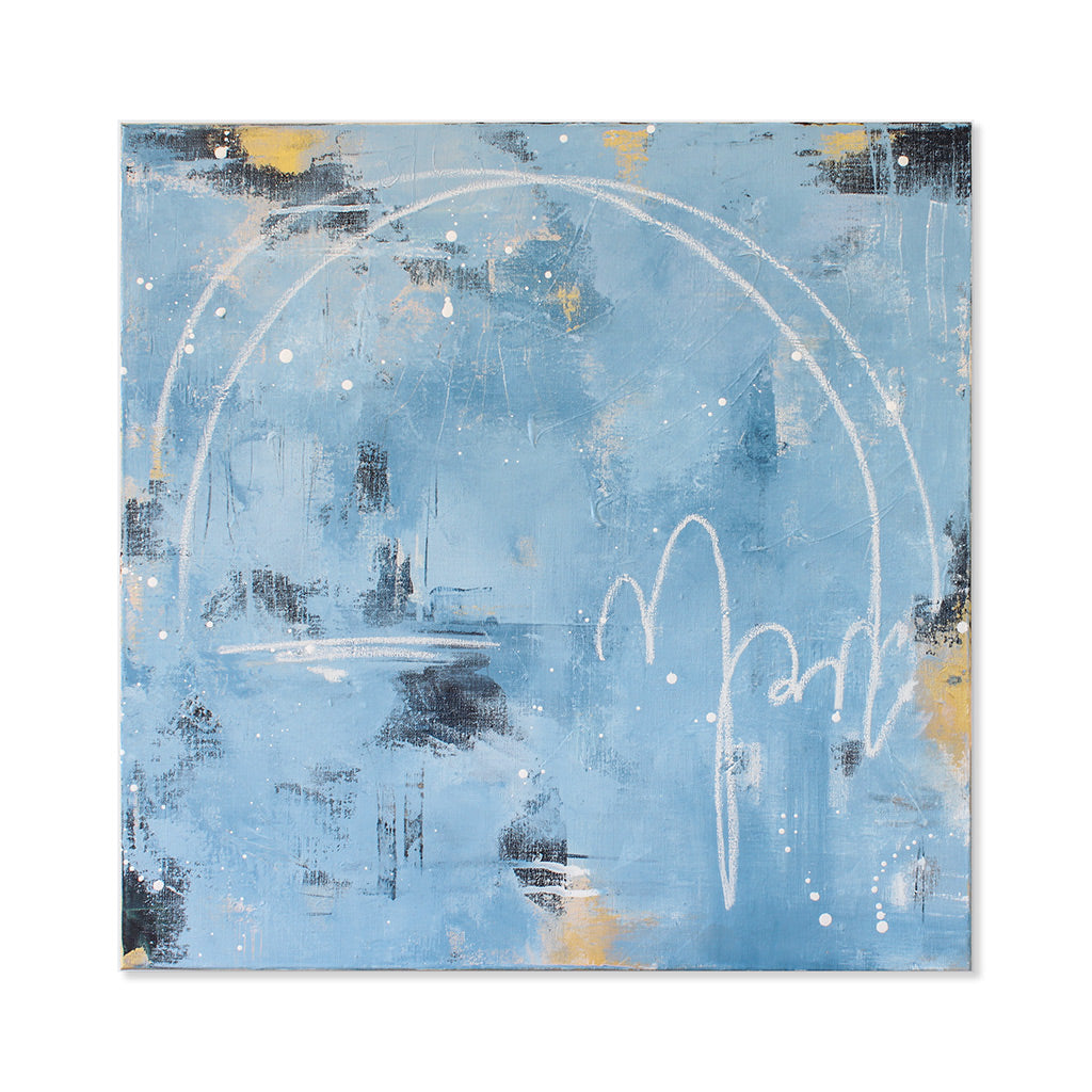 City Lights Blue Abstract Painting 60cm x 60cm