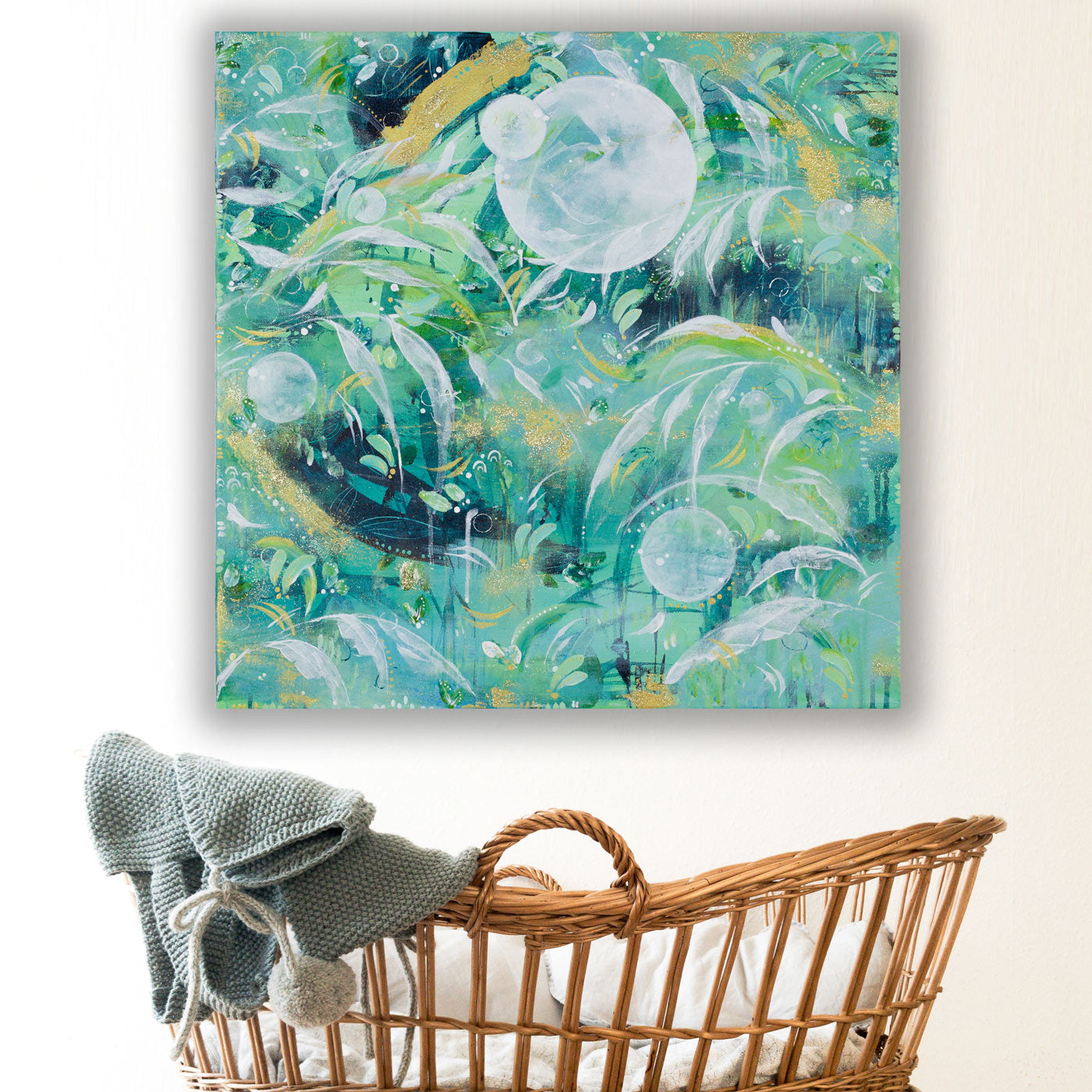 Kelpforest and Moonbeams| Kelp Forest Painting 60cm x 60cm