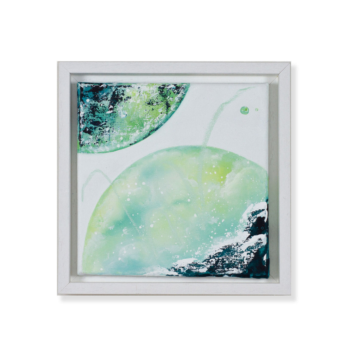Leap of Faith | Green Earth Ocean Moon Painting 20cm x 20cm