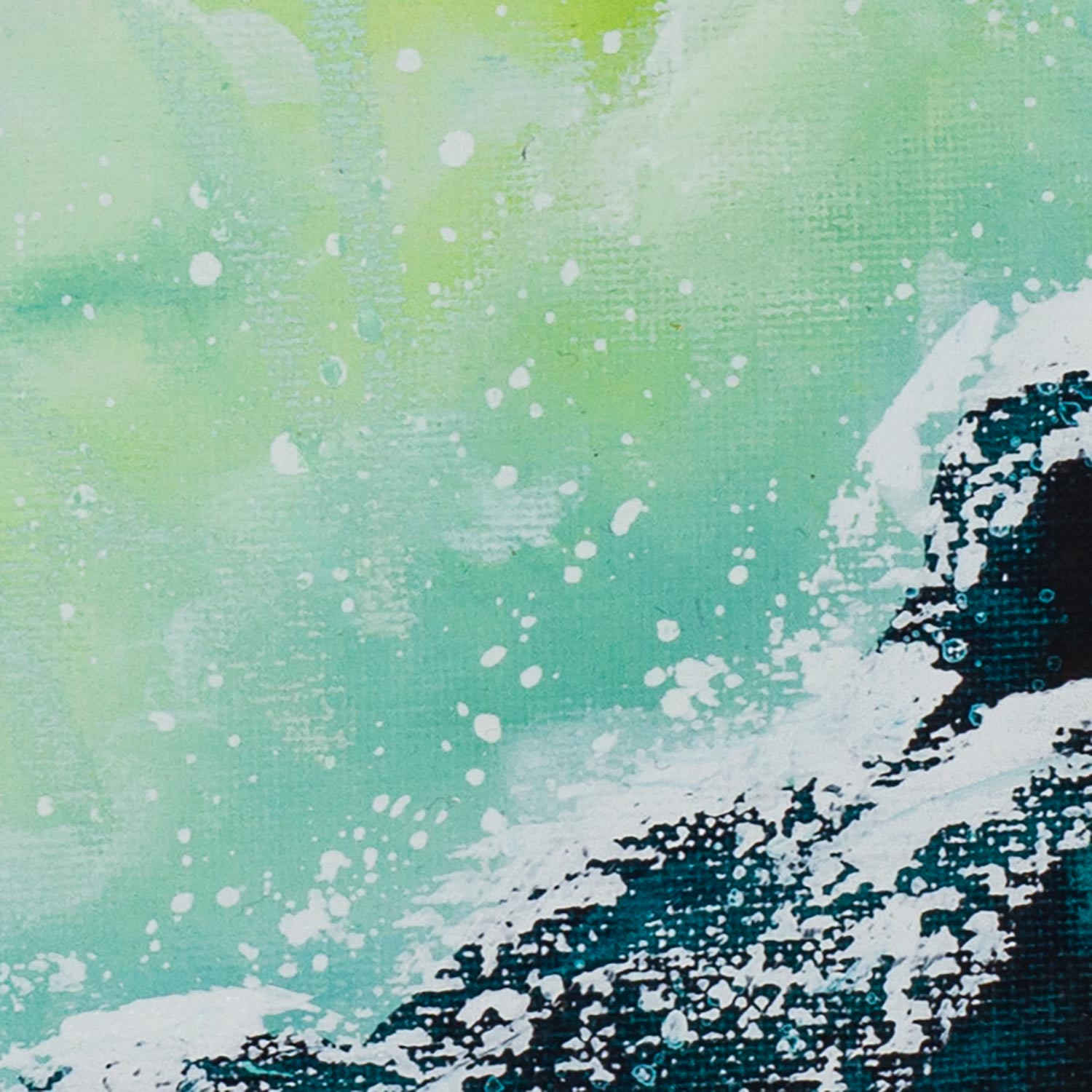Leap of Faith | Green Earth Ocean Moon Painting 20cm x 20cm