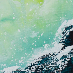 Leap of Faith | Green Earth Ocean Moon Painting 20cm x 20cm