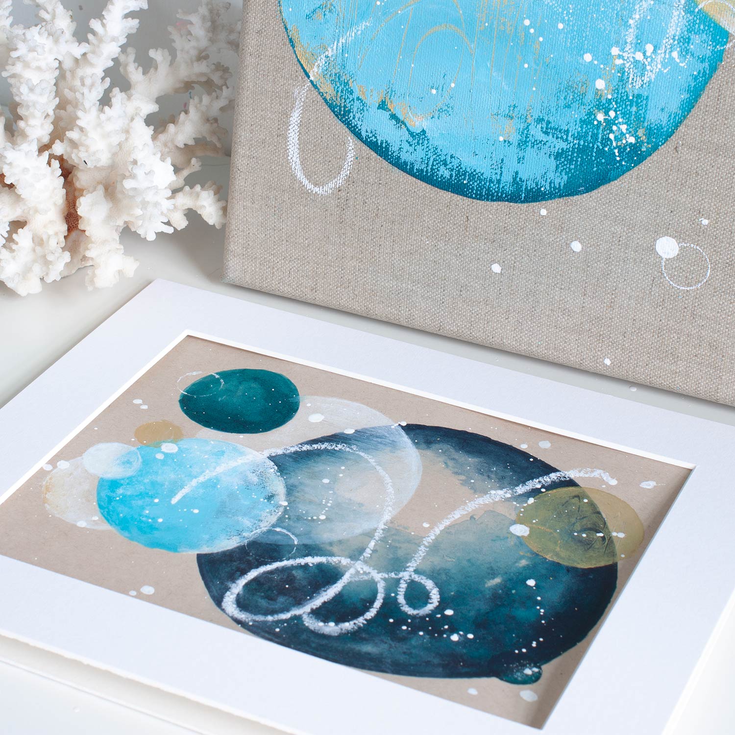 Blue Moon Moon Painting 8" x 10"