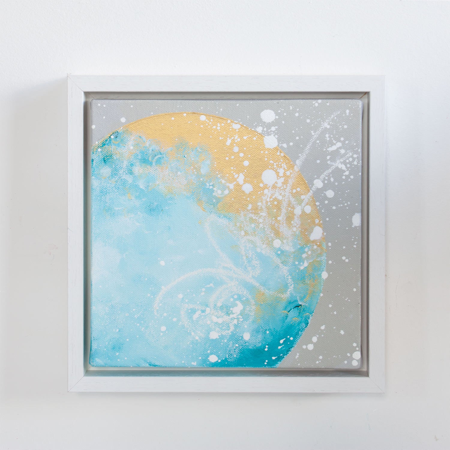 Astraea Moonbathing Moon painting in turquoise gold 20cm x 20cm