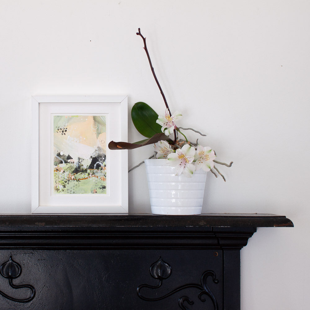 Quiet Courage 23 |Green Pink Landscape Painting | A5 Watercolour Paper