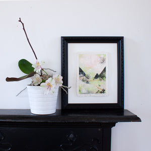 Quiet Courage 6 | Landscape Painting | Green Pink A5 Deckled Edge
