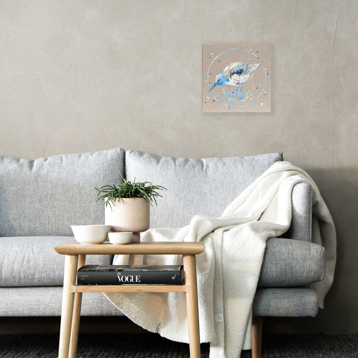Miles |  Blue Ephemera Sandpiper Painting 20cm