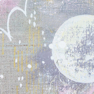 Delight Moon Painting on Raw Linen Canvas 30cm x 30cm