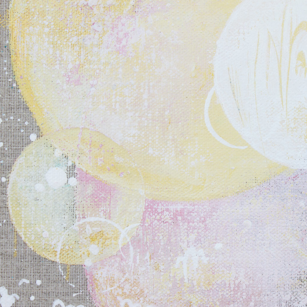 Delight Moon Painting on Raw Linen Canvas 30cm x 30cm